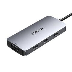 MOKiN 7in1 Adapter Hub USB-C to 2x HDMI + 3x USB 2.0 + DP + VGA (silver) цена и информация | Адаптеры и USB-hub | kaup24.ee