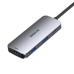 MOKiN 7 in 1 Adapter Hub USB-C to 2x USB 3.0 + 2x USB-C + SD + Micro SD + HDMI (silver) цена и информация | Адаптеры и USB-hub | kaup24.ee