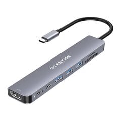 Lention 8in1 Hub USB-C to 3x USB 3.0 + SD|TF + PD + USB-C + HDMI 4K60Hz (gray) цена и информация | Адаптеры и USB-hub | kaup24.ee