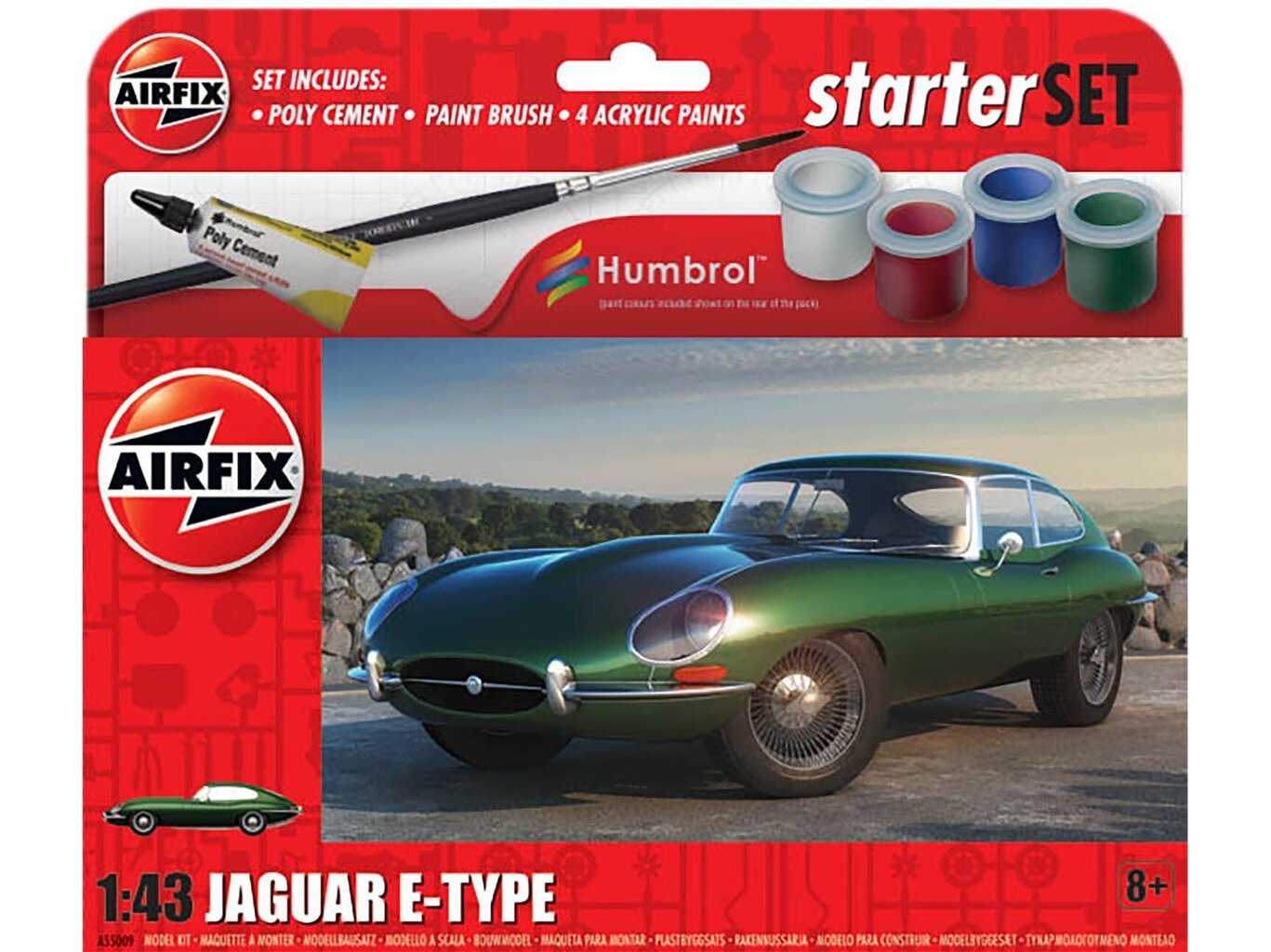 Airfix - Jaguar E-Type mudeli komplekt, 1/43, A55009 hind ja info | Klotsid ja konstruktorid | kaup24.ee