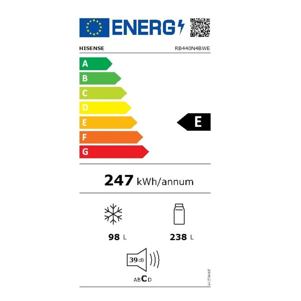 Kombineeritud külmik Hisense RB440N4BWE Valge (200 x 60 cm) hind ja info | Külmkapid | kaup24.ee