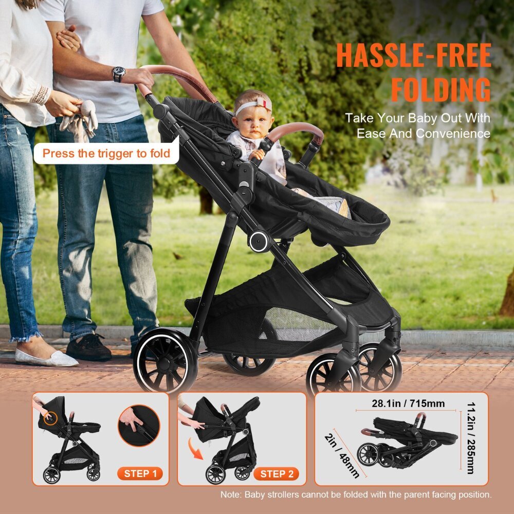 Baby Buggy laste vanker Vevor, must hind ja info | Vankrid, jalutuskärud | kaup24.ee