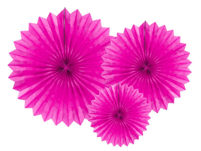 Riputatav dekoratsioon - lehvik Dark Pink 20-40 cm (1 pakk/ 3 tk) hind ja info | Peokaunistused | kaup24.ee