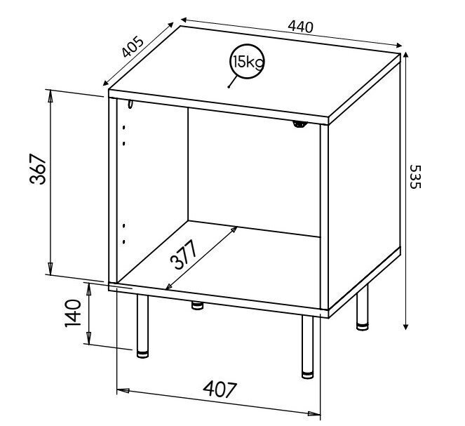 2-osaline öökapikomplekt Cama Meble Hole, valge hind ja info | Öökapid | kaup24.ee