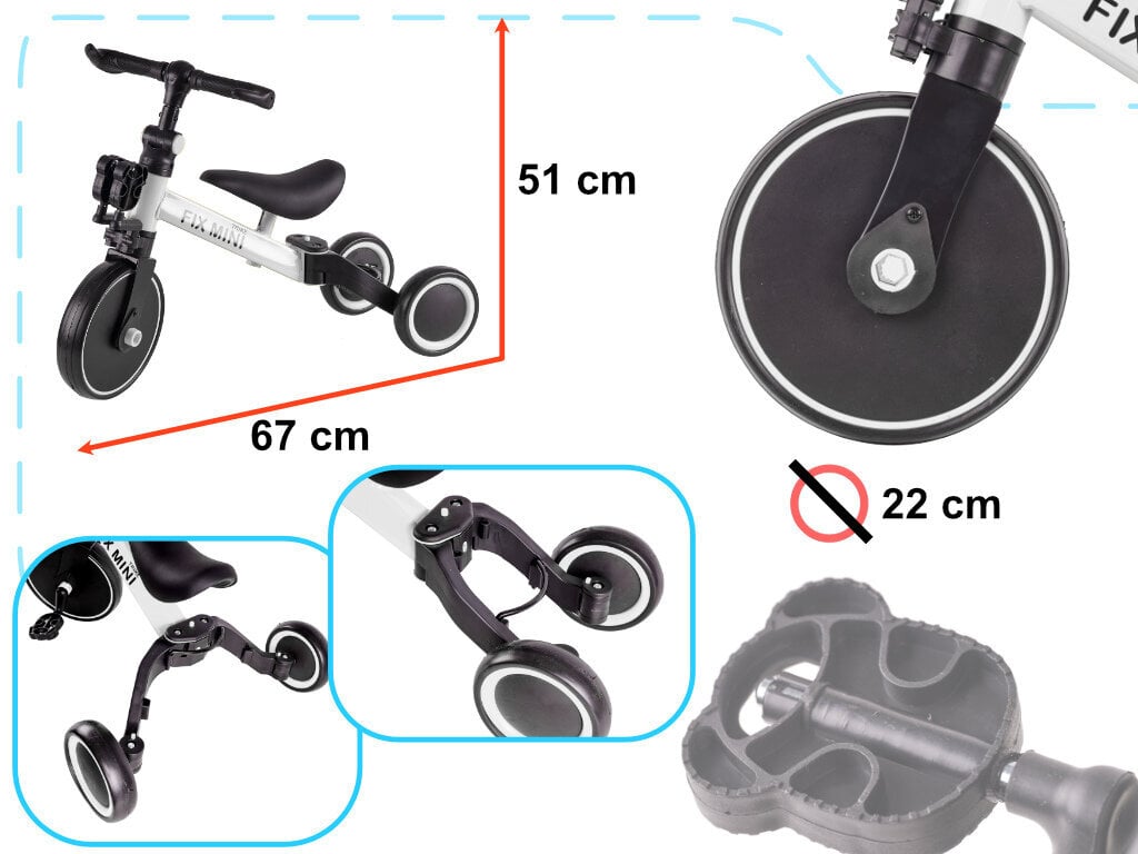 Kolmerattaline Trike Fix Mini 3in1 valge hind ja info | Kolmerattalised jalgrattad | kaup24.ee