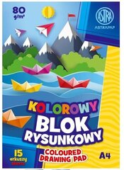 Цветной блок для рисования формата A4, 80г/м2, 15 листов цена и информация | Тетради и бумажные товары | kaup24.ee