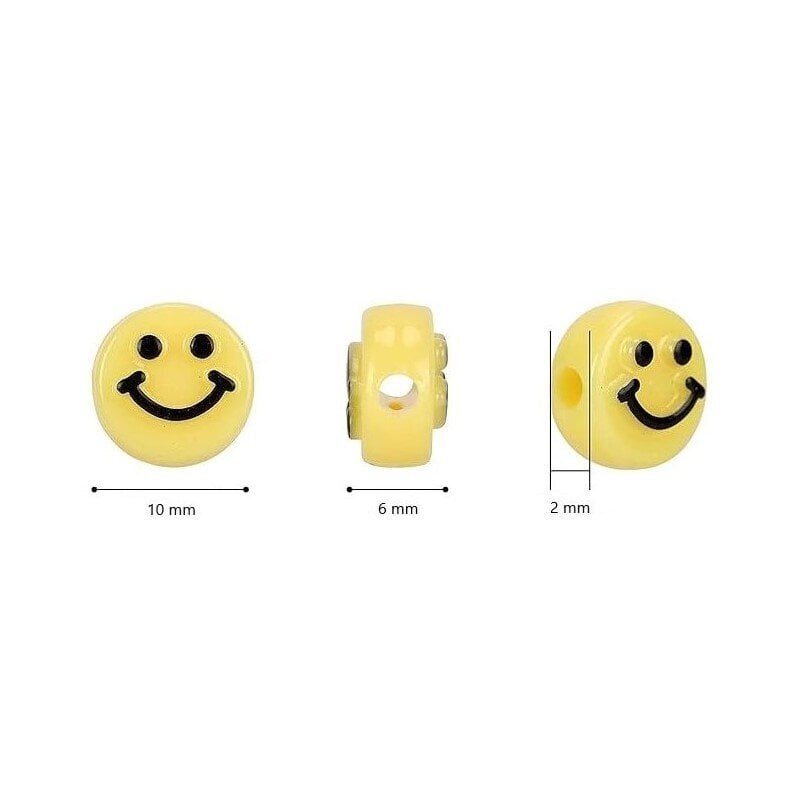 Akrüülhelmed Emoji Smiley 10x6 mm 20 tk., erinevad värvid hind ja info | Ehete valmistamine, helmestamine | kaup24.ee