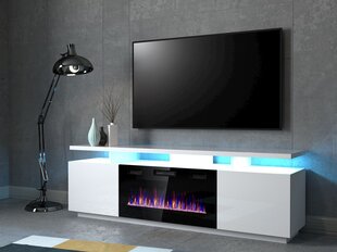 Telerilaud elektrikaminaga Cama Meble EVA, 180x40x52 cm, valge цена и информация | Тумбы под телевизор | kaup24.ee