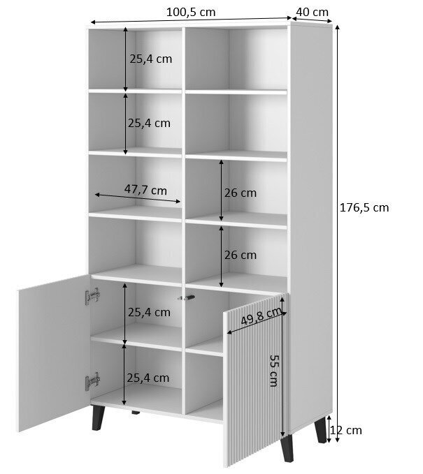 Riiul Cama Meble Pafos, 100x40x176,5 cm, valge hind ja info | Riiulid | kaup24.ee