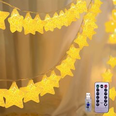 NLNEY LED Star Lights - 6 м, 8 режимов, украшение (звезды, теплый белый) цена и информация | Гирлянды | kaup24.ee