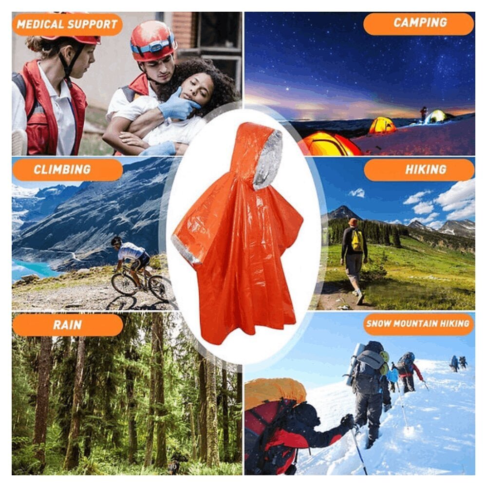 Emergency Survival Pontšo Essential Survival Rain Orange hind ja info | Naiste mantlid | kaup24.ee