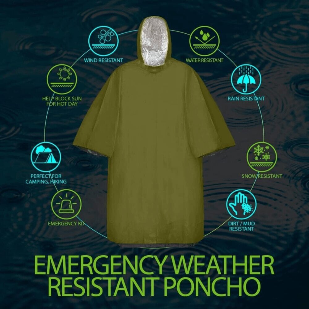 Emergency Survival Pontšo Essential Survival Rain Vihmaroheline цена и информация | Naiste mantlid | kaup24.ee