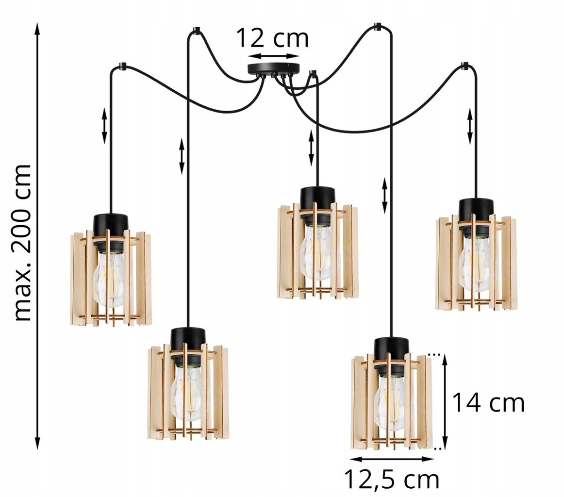 LightHome riputatav Spider Timber цена и информация | Rippvalgustid | kaup24.ee