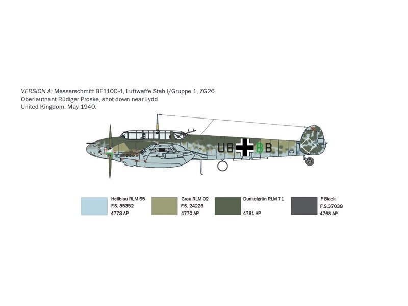 Konstruktor Italeri - Messerschmitt Bf 110 C Zerstörer, 1/72, 0049 hind ja info | Klotsid ja konstruktorid | kaup24.ee