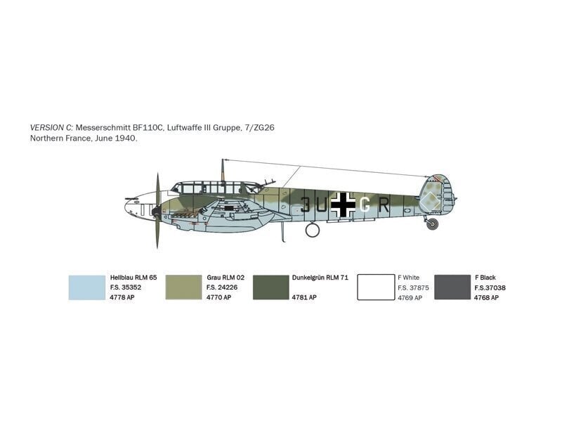 Konstruktor Italeri - Messerschmitt Bf 110 C Zerstörer, 1/72, 0049 hind ja info | Klotsid ja konstruktorid | kaup24.ee