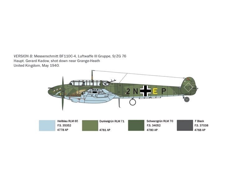 Konstruktor Italeri - Messerschmitt Bf 110 C Zerstörer, 1/72, 0049 hind ja info | Klotsid ja konstruktorid | kaup24.ee