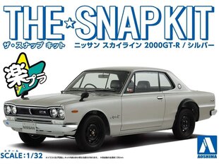 Konstruktor Aoshima - The Snap Kit Nissan Skyline 2000GT-R Silver, 1/32, 05882 hind ja info | Klotsid ja konstruktorid | kaup24.ee