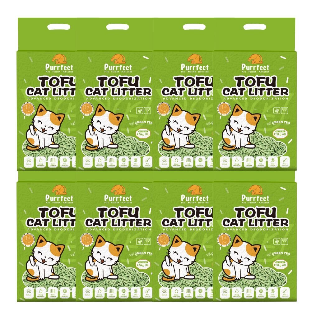 Kassiliiv Purrfect Green Tea Tofu rohelise tee lõhnaga, 6l x 8tk hind ja info | Kassiliiv | kaup24.ee