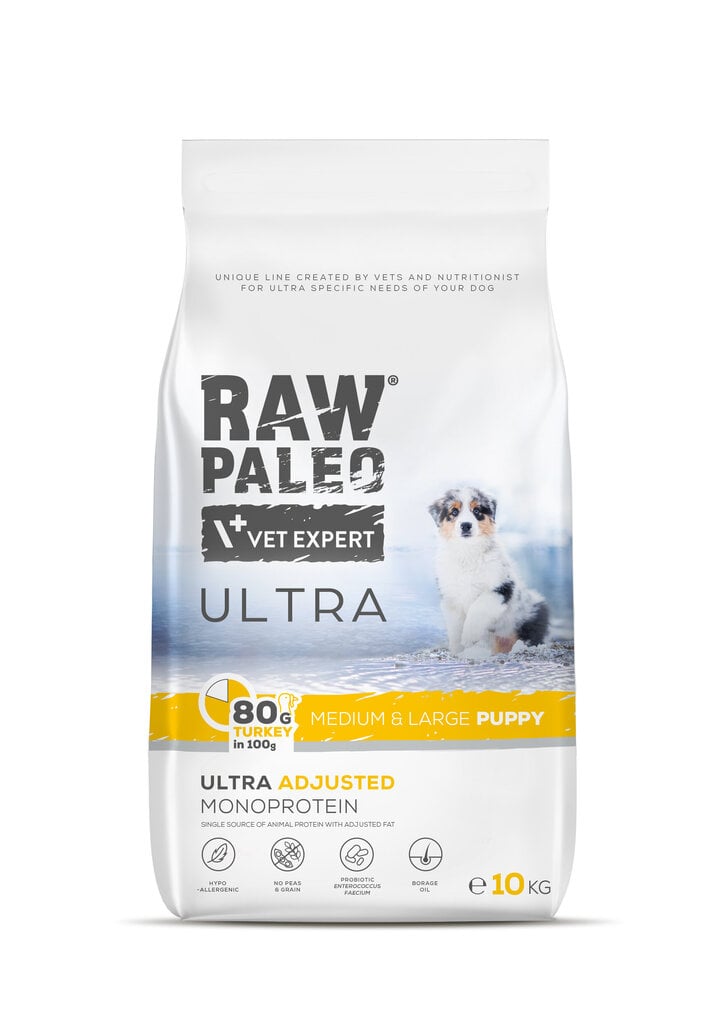 Raw Paleo Vet Expert Ultra Turkey Medium&Large Puppy, 10kg цена и информация | Kuivtoit koertele | kaup24.ee