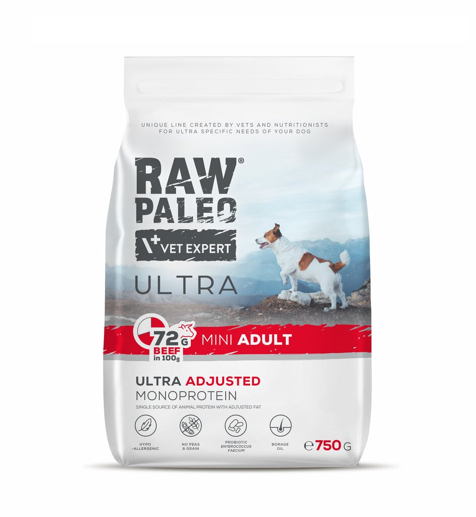 Raw Paleo Vet Expert Ultra Beef Mini Adult, 750g hind ja info | Kuivtoit koertele | kaup24.ee