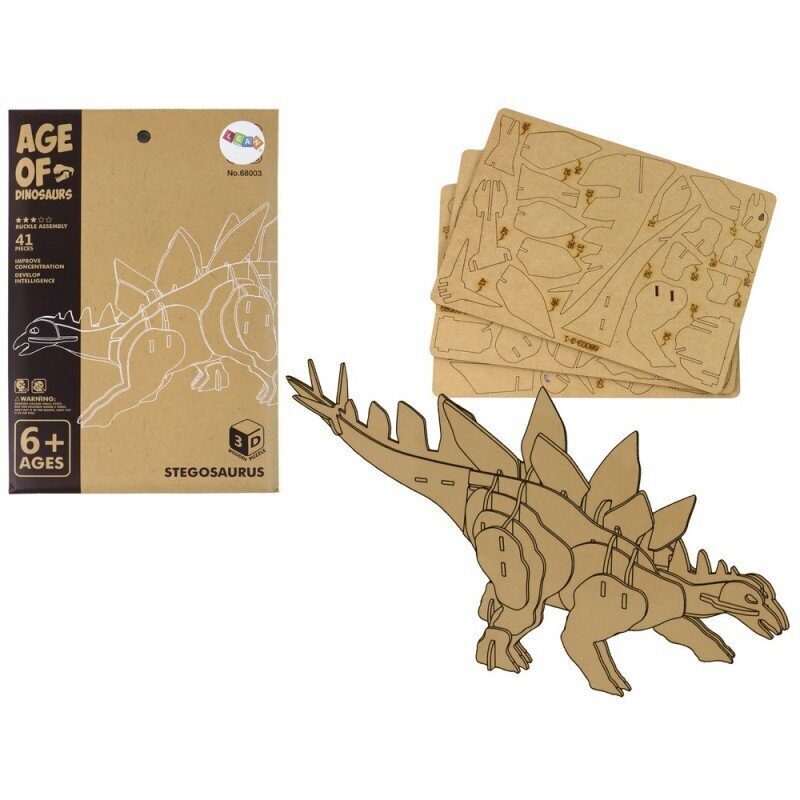 Puidust 3D dinosauruse ruumiline pusle Lean Toys, 41 tk hind ja info | Pusled | kaup24.ee