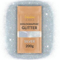 Glitter dust for artwork silver 200g Creative Deco Glitter Thin 0,2 mm, holograafiline lisaaine hind ja info | Värvimistööriistad | kaup24.ee