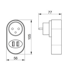 Электрическая розетка французская с 2 x USB,GTV, белая цена и информация | Выключатели, розетки | kaup24.ee