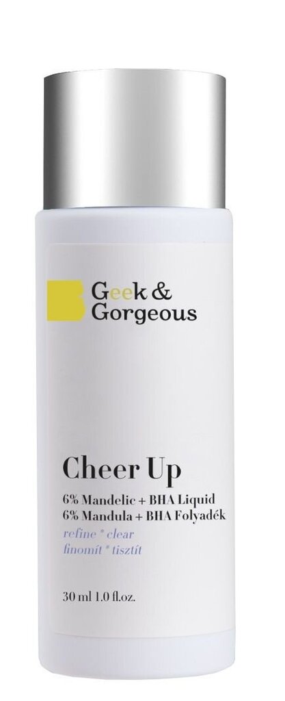 Geek & Gorgeous - Cheer Up - 6% mandelhape + BHA, 30 ml - keskmine koorija kombineeritud ja akne nahale цена и информация | Näoõlid, seerumid | kaup24.ee