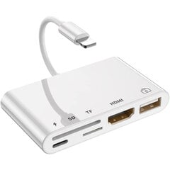 Adapter,HDMI, mälukaardilugeja, 5 in 1 LXJ-THT-020 valge hind ja info | USB jagajad, adapterid | kaup24.ee