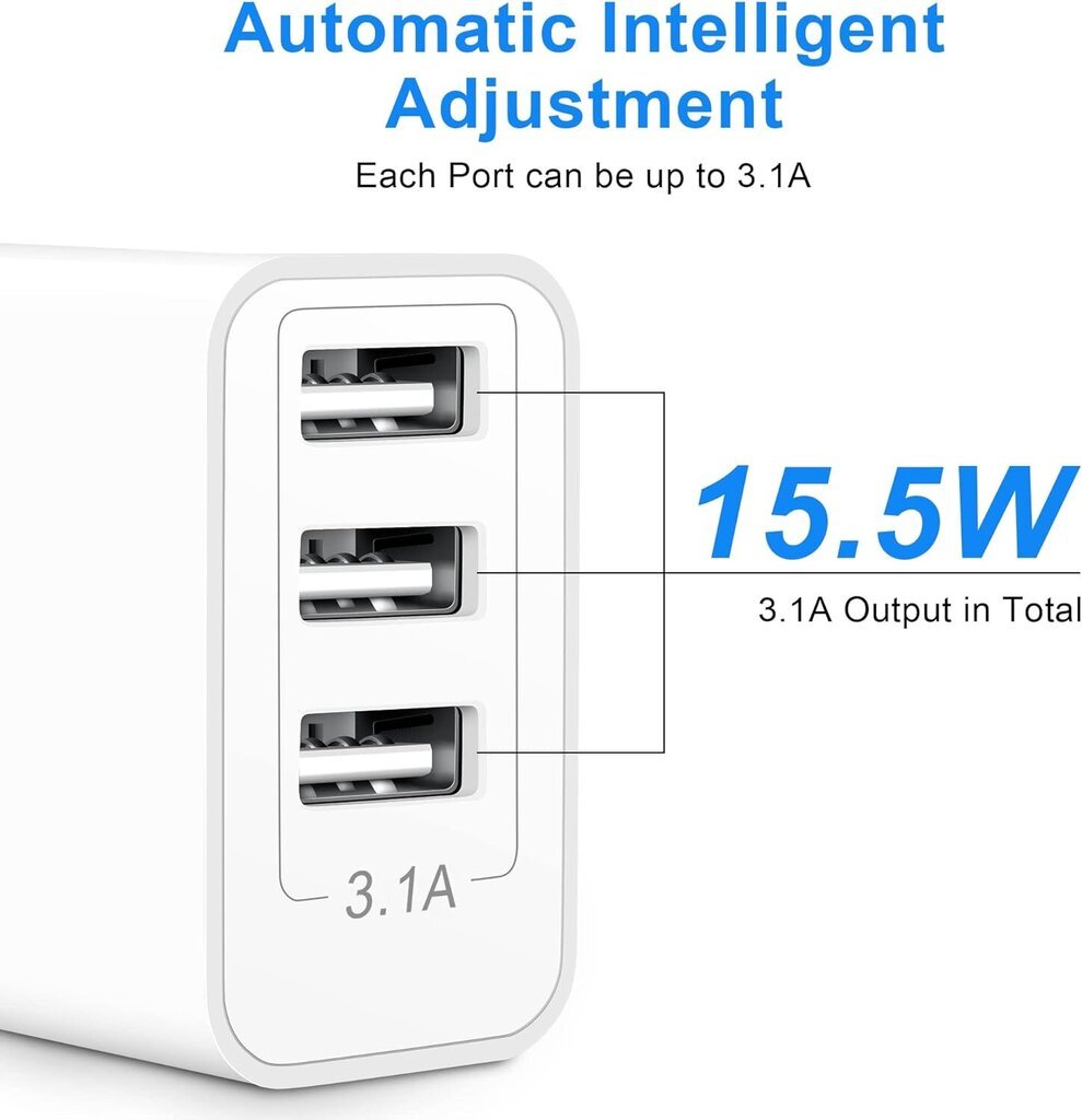 ARCCRA mitmekordne USB-laadija 15,5 W adapter цена и информация | USB jagajad, adapterid | kaup24.ee