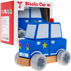 Puidust politseiauto klotsidest Ramiz, sinine hind ja info | Arendavad mänguasjad | kaup24.ee