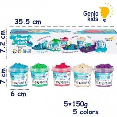 Kineetiline liiv Genio Kids, 5 värvi, 750 g цена и информация | Arendavad mänguasjad | kaup24.ee