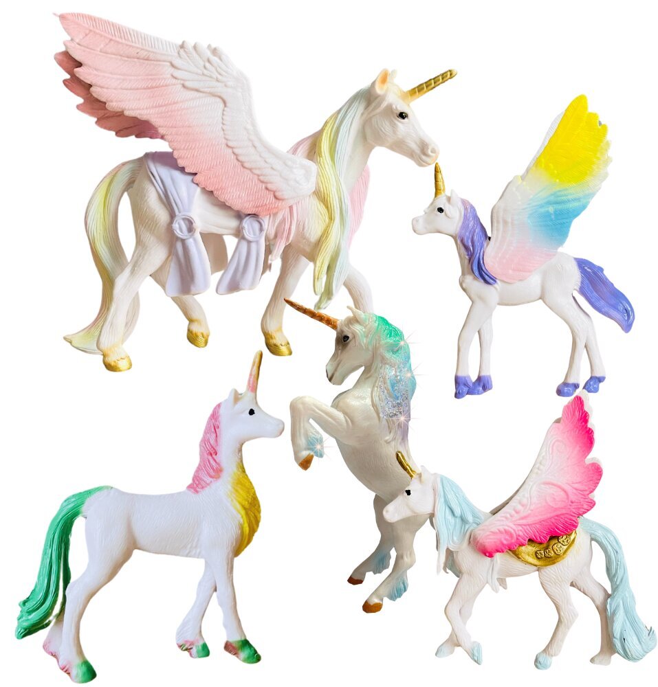 Figuurid Unicorn Pegasus 5 hobuse perekond цена и информация | Tüdrukute mänguasjad | kaup24.ee