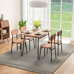 Söögilaua ja 4 tooli komplekt, köögilaud riiuliga, tiikpuu hind ja info | Köögimööbli komplektid | kaup24.ee