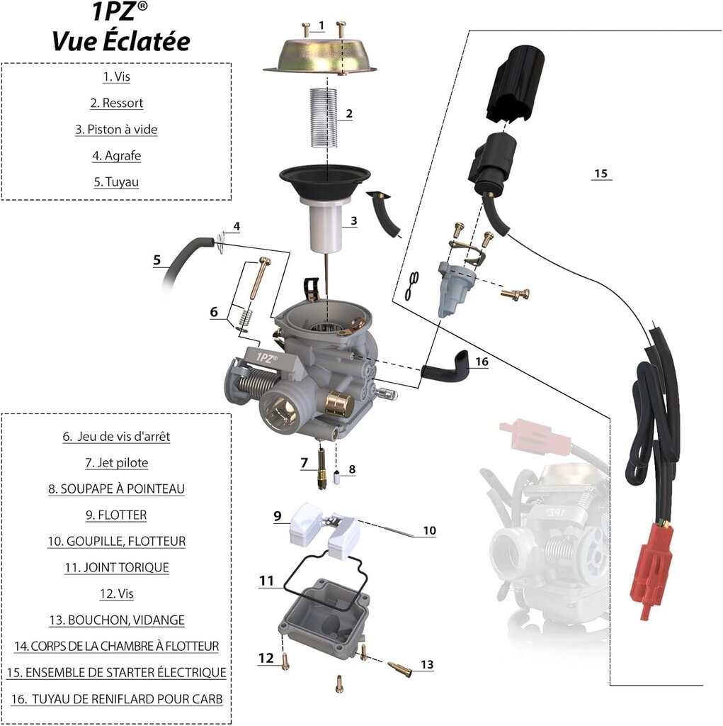 1PZ F6C-P24 PD24J karburaator PD24J Carb asendus 4-taktilise GY6 125cc 150cc ATV elektriline starter mootorratta Scooter 152QMJ 157QMI jaoks цена и информация | Aiatööriistade lisatarvikud | kaup24.ee