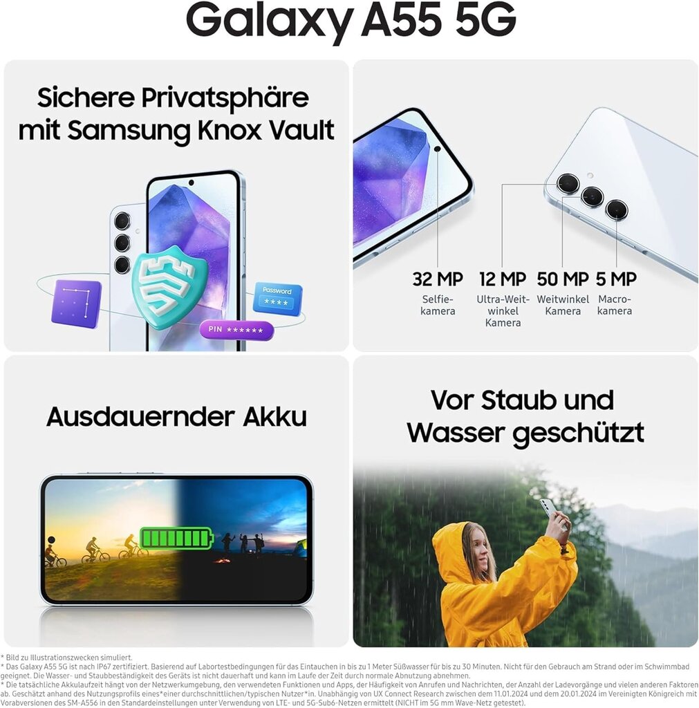 Samsung Galaxy A55 8/128GB 5G DS Lilac (Uuendatud, Grade A) цена и информация | Telefonid | kaup24.ee