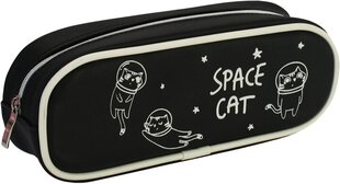 Pliiatsikarp SPACE CAT, CoolForSchool, 210x90x55mm, must hind ja info | Pinalid | kaup24.ee