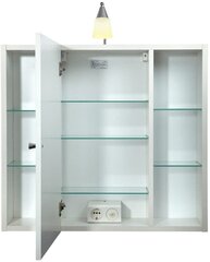 Шкаф с зеркалом 72x78x17см, освещением и розеткой, Latina белый цена и информация | Шкафчики для ванной | kaup24.ee