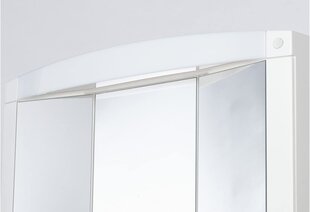 Шкаф с зеркалом 76x58x18см, освещением и розеткой, Swing белый цена и информация | Шкафчики для ванной | kaup24.ee