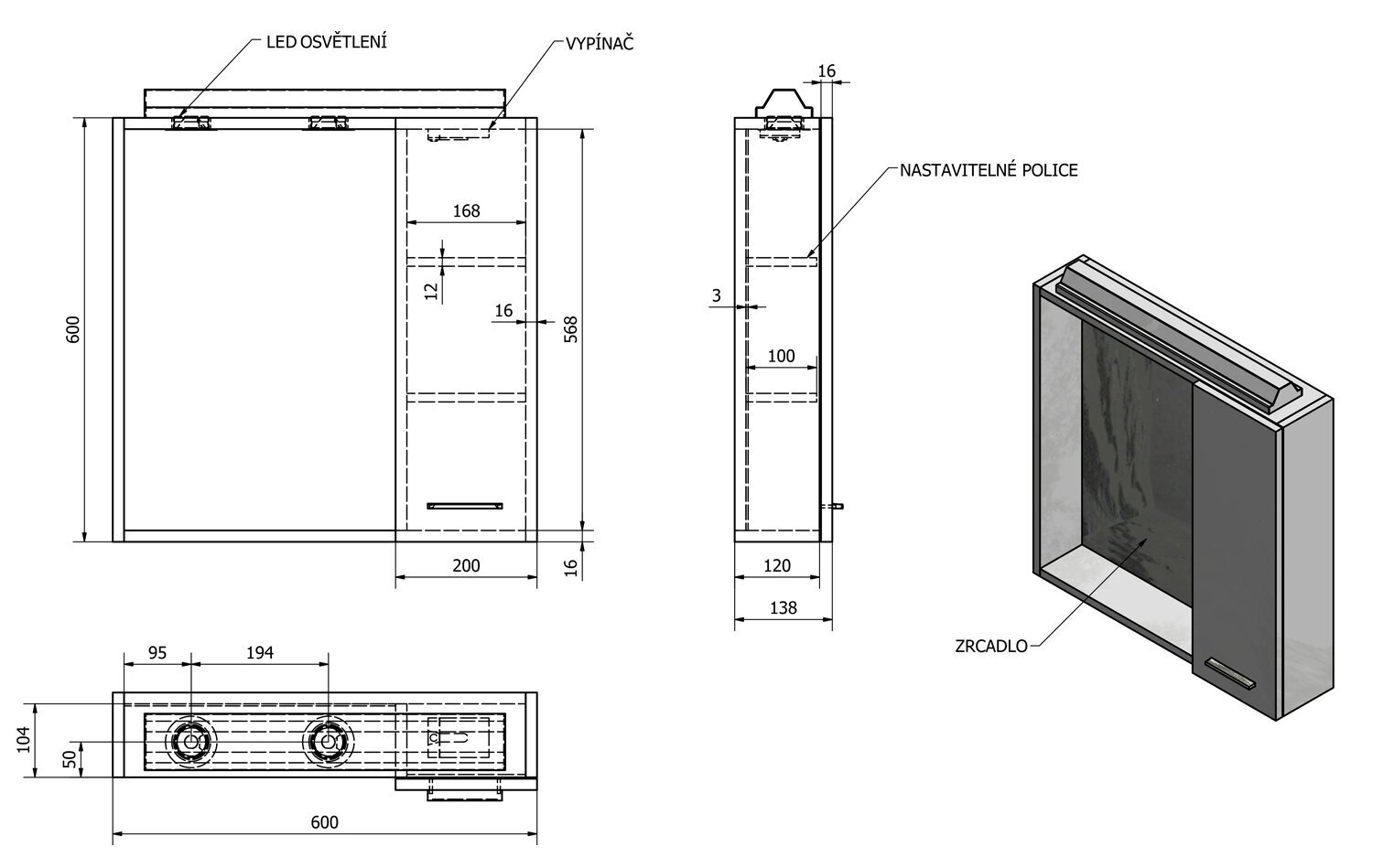 Kapp peegli ja LED valgustusega Zoja, 60x60x14cm, parem, plaatina tamm hind ja info | Vannitoakapid | kaup24.ee