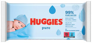 Niisked salvrätid HUGGIES Pure Single, 56tk. цена и информация | Влажные салфетки | kaup24.ee