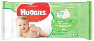 Niisked salvrätikud HUGGIES Natural Care, 56tk цена и информация | Влажные салфетки | kaup24.ee