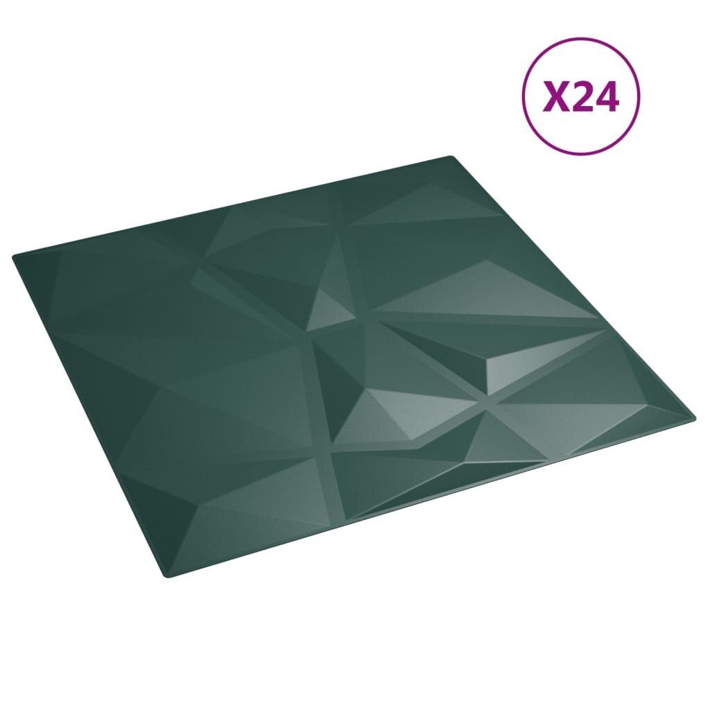 vidaXL seinapaneelid 24 tk, roheline, 50 x 50 cm, EPS 6 m², teemant цена и информация | Lae-, seinakaunistus elemendid | kaup24.ee