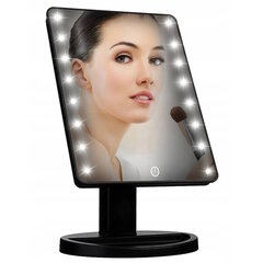 iWear L16 Make Up Laud peegel LED-valgustusega & 360-kraadise pöörlemisega 22x16cm 4x AA Must hind ja info | Nutiseadmed ja aksessuaarid | kaup24.ee