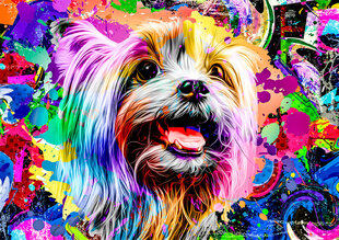 Puidust erikujuliste tükkidega pusle Wooden Puzzle Pop Art Yorkshire Terrier – 505 pcs hind ja info | Pusled | kaup24.ee