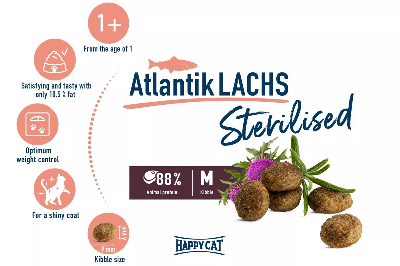 Happy Cat Sterilised Atlantik Lachs kuivtoit steriliseeritud kassidele lõhega, 2x10 kg цена и информация | Kuivtoit kassidele | kaup24.ee