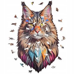 Maine coon kass 500 tükki XXL puidust puzzle Puidust pusled hind ja info | Pusled | kaup24.ee