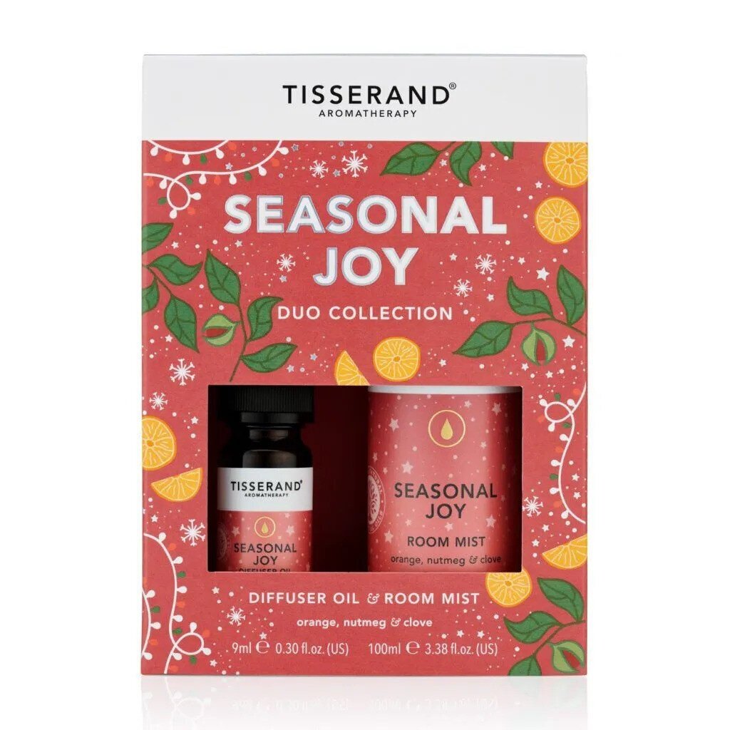 TISSERAND AROMATHERAPY Seasonal Joy Duo Collection - Diffuusoriõli ja toasudu (1 x 9 ml, 1 x 100 ml) hind ja info | Eeterlikud ja kosmeetilised õlid | kaup24.ee