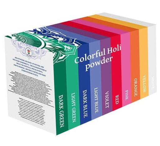 Holi Cow värviline Holi pulber - komplekt 10x100g hind ja info | Peokaunistused | kaup24.ee