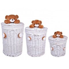 Teddy Bear korvikomplekt, 3 tk hind ja info | Hoiukastid ja -korvid | kaup24.ee